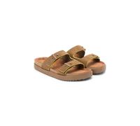 TOMMY HILFIGER Mules ajustables de piel de ante. Color Marrón