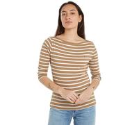 Tommy Hilfiger New Cody Slim Boat-nk 3/4slv Ww0ww40589 S/S Knit Tops, Khaki (Breton Stp/ C Khaki/ Ecru), XS Mujer