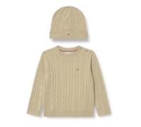 Tommy Hilfiger Newborn CABLE CREW WITH BEANIE KN0KN02158 BEIGE (Gulf Sand) 12 Month