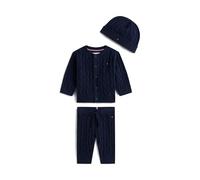 Tommy Hilfiger Newborn CABLE SET PANT + TOP W/BEANIE KN0KN02160 BLUE (Dark Night Navy) 0 Month