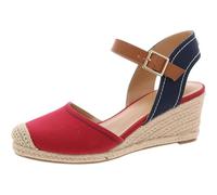 Tommy Hilfiger Nilsa - Sandalias de cuña para mujer, Rojo sangre 646, 35.5 EU