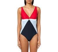 Tommy Hilfiger One Piece Keyhole Ring Detail Swimsuit Traje de baño de una Sola Pieza, Juego de Colores, Large para Mujer