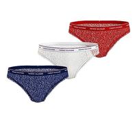 Tommy Hilfiger Pack de 3 Braguitas Tipo Bikini con Encaje para Mujer, Multicolor (Desert Sky/White/Primary Red), M