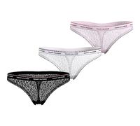 Tommy Hilfiger Pack de 3 Braguitas Tipo Tanga para Mujer Premium Essential, Multicolor (Black/White/Light Pink), L