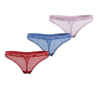 Tommy Hilfiger Pack de 3 Braguitas Tipo Tanga para MujerPremium Essential, Multicolor (Fierce Red/Blue Spell/Pearly Pink), 1XL