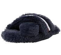 Tommy Hilfiger Pantuflas para El Hogar con Correa Cruzada de Piel, Mujer, Azul Espacial, 36 EU