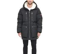 Tommy Hilfiger Parka acolchada de sherpa con capucha para hombre, Negro -, Small