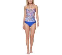 Tommy Hilfiger Parte Superior de Tankini con Cuello Halter Estampado Sujetador, Azul Multicolor, M Mujeres
