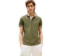 Tommy Hilfiger Polo de Manga Corta Hombre Contrast Collar Block Regular Fit, Verde (Battle Green Heather B6894), L