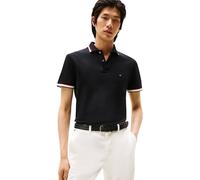 Tommy Hilfiger Polo de Manga Corta Hombre Cuff Interest Slim Fit, Negro (Black), XS