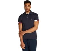 Tommy Hilfiger Polo de Manga Corta Hombre Flag Cuff Slim Fit, Azul (Desert Sky), S