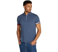 Tommy Hilfiger Polo de manga corta Hombre Flag Cuff Slim Fit, Azul (Faded Indigo Heather), 3XL