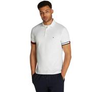 Tommy Hilfiger Polo de Manga Corta Hombre Flag Cuff Slim Fit, Blanco (White), L