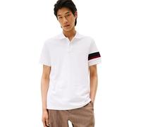 Tommy Hilfiger Polo de Manga Corta Hombre Sleeve Tape Regular Fit, Blanco (White), M