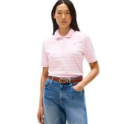 Tommy Hilfiger Polo de Manga Corta Mujer 1985 Pique Regular Fit, Multicolor (Breton STP Classic Pink/Ecru), S