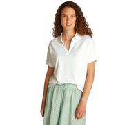 Tommy Hilfiger Polo de Manga Corta Mujer Lyocell Relaxed sin Botones, Blanco (Ecru), XL