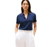 Tommy Hilfiger Polo de Manga Corta Mujer Lyocell Tipping sin Botones, Azul (Dark Night Navy), S