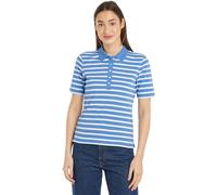 Tommy Hilfiger Polo de Manga Corta para Mujer 1985 Pique Stripe Regular Fit, Multicolor (Breton Ecru/Blue Spell), L