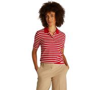 Tommy Hilfiger Polo de Manga Corta para Mujer Regular Fit, Multicolor (Primary Red/Ecru STP), S