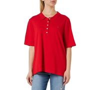Tommy Hilfiger Mujer Polo de Manga Corta Regular Fit, Rojo (Fierce Red), 46