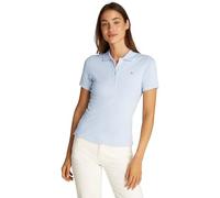 Tommy Hilfiger Polo de Manga Corta para Mujer Slim Fit, Azul (Breezy Blue), M