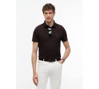 TOMMY HILFIGER Polo recto stretch, cuello con 2 botones. Color Chocolate
