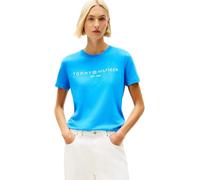 Tommy Hilfiger REG Corp Logo C-NK SS WW0WW40276 - Camiseta para Mujer, Color Azul (Fascinante Azul), Talla M, Azul (Azul Fascinante), M