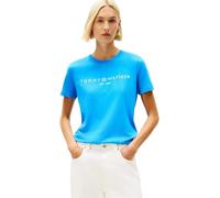 Tommy Hilfiger REG Corp Logo C-NK SS WW0WW40276 - Camiseta para Mujer, Color Azul (Fascinante Azul), Talla L, Azul (Azul Fascinante), L