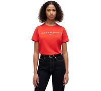 Tommy Hilfiger Reg Corp Logo C-Nk SS Ww0Ww40276 - Camiseta para Mujer, Color Rojo (Rojo Fuego), Talla M
