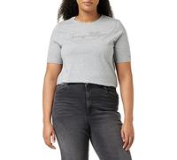 Tommy Hilfiger Reg High Shine Emb C-Nk SS WW0WW36135 Camisetas de Punto de Manga Corta, Gris (Light Grey Heather), XL para Mujer