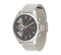 Tommy Hilfiger Reloj Analógico de Cuarzo Multifunción para Hombre con Correa de Malla de Acero Inoxidable Plateada - 1710646