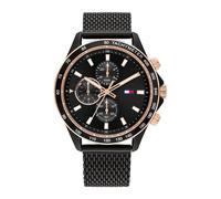 Tommy Hilfiger Reloj Analógico de Cuarzo Multifunción para Hombre con Correa de Malla de Acero Inoxidable Negra - 1792020
