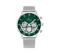 Tommy Hilfiger Reloj Analógico de Cuarzo Multifunción para Hombre con Correa de Malla de Acero Inoxidable Plateada - 1710567