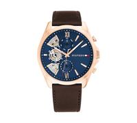 Tommy Hilfiger Reloj Analógico de Cuarzo multifunción para Hombre con Correa de Malla de Acero Inoxidable y de Piel