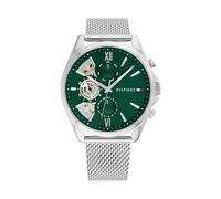 Tommy Hilfiger Reloj Analógico de Cuarzo Multifunción para Hombre con Correa de Malla de Acero Inoxidable Plateada - 1710647