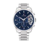 Tommy Hilfiger Reloj Analógico de Cuarzo multifunción para Hombre con Correa de Malla de Acero Inoxidable y de Piel
