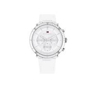 Tommy Hilfiger Reloj Analógico de Cuarzo Multifunción para Mujer con Correa de Cuero Blanca - 1782352