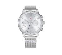 Tommy Hilfiger Reloj Analógico de Cuarzo Multifunción para Mujer con Correa de Malla de Acero Inoxidable Plateada - 1782301