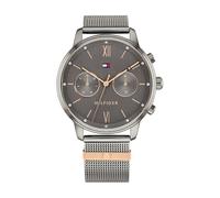 Tommy Hilfiger Reloj Analógico de Cuarzo Multifunción para Mujer con Correa de Malla de Acero Inoxidable Gris - 1782304