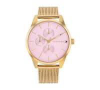 Tommy Hilfiger Reloj Analógico de Cuarzo Multifunción para Mujer con Correa de Malla de Acero Inoxidable de Color Dorado - 1782769