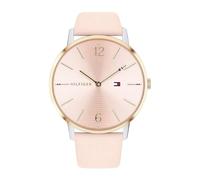 Tommy Hilfiger Reloj Analógico de Cuarzo para Mujer - Pulsera de Cuero Rosa, Esfera Rosa con Efecto Sol, Caja de 41 mm, Resistente al Agua 3ATM - 1781973