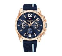Tommy Hilfiger Reloj Analógico Multifuncional de Cuarzo para Hombres con Correa de Silicona, Acero Inoxidable o Cuero, Subesferas para Día y Fecha, Resistente al Agua hasta 5ATM.