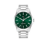 Tommy Hilfiger Reloj Bruce 1710672 - Analógico Hombre, Caja Acero Inoxidable Plateado, Esfera Verde, 43mm, Resistente al Agua 3 ATM