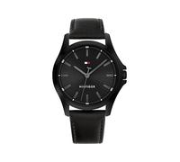 Tommy Hilfiger Reloj con Movimiento de Cuarzo de Tres Manecillas para Hombre con Correa de Cuero Negra, 1792190, Negro