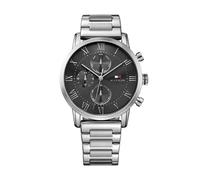 Tommy Hilfiger Reloj de Cuarzo Analógico Multifunción para Hombre de 44mm - Esfera Gris, Pulsera de Acero Inoxidable Plateado, 3 Subesferas, Resistencia al Agua 3ATM - 1791397