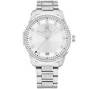 Tommy hilfiger reloj de pulsera para mujer, esfera plateada, acero ino