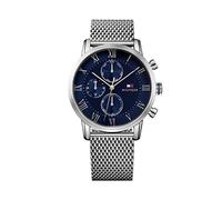 Tommy Hilfiger Reloj Multifunción de Cuarzo para Hombre de 44mm con Esfera Azul, Caja de Acero Inoxidable y Pulsera de Malla, Resistente al Agua 3ATM - 1791398