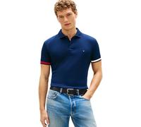 Tommy Hilfiger RWB Cuff Liquid Cotton Slim Polo Mw0mw42743 S/S, Blue (Carbon Navy), S para Hombre
