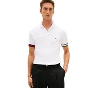 Tommy Hilfiger RWB Cuff - Polo Ajustado de algodón líquido para Hombre, MW0MW42743, Blanco, Talla M