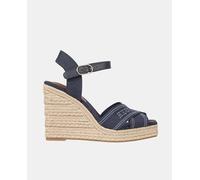 Tommy Hilfiger Sandalia de cuña alta de esparto con logo. Azul marino 40